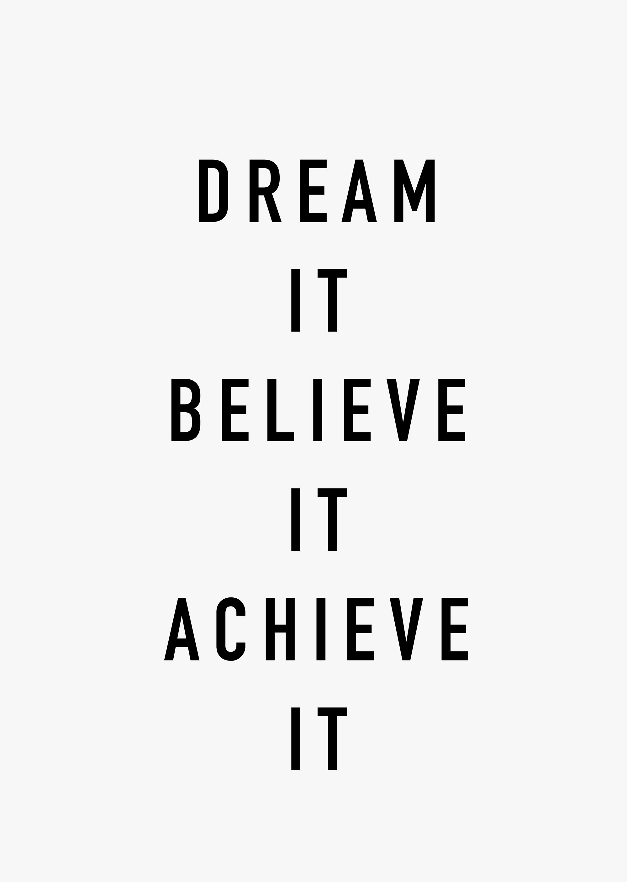 Dream It, Believe It, Achieve It' Typographic Wall Art Print – WE LOVE ...