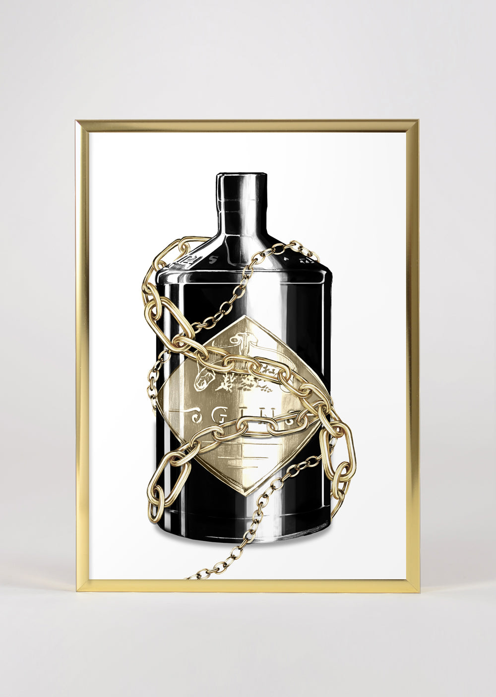 Gin Bottle Wall Art Print 'Baroque Bottle I'