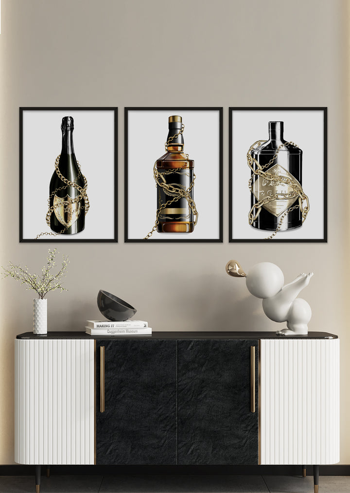 Whiskey Bottle Wall Art Print 'Baroque Bottle IV'