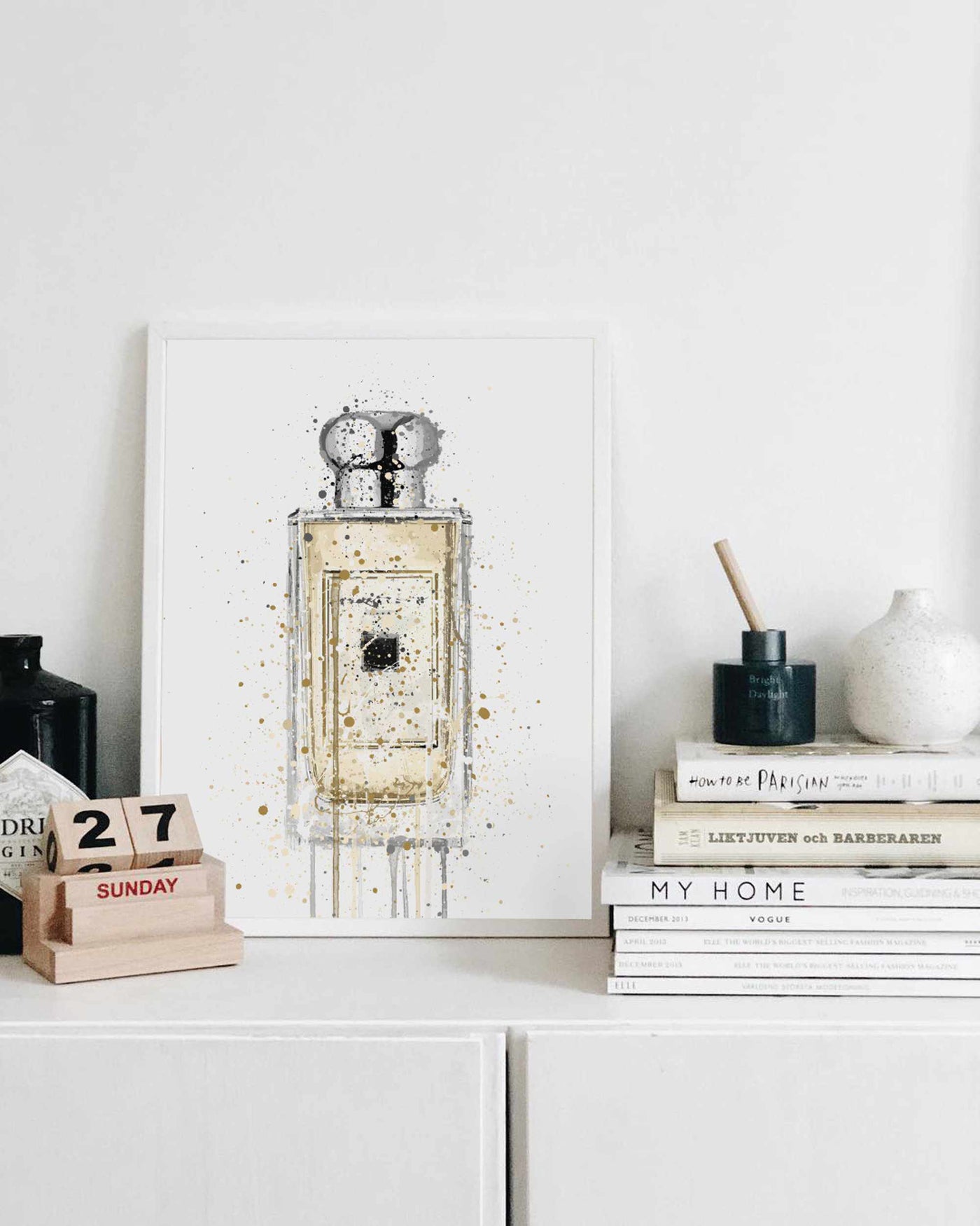 Fragrance Bottle Wall Art Print 'Pale Gold' – WE LOVE PRINTS